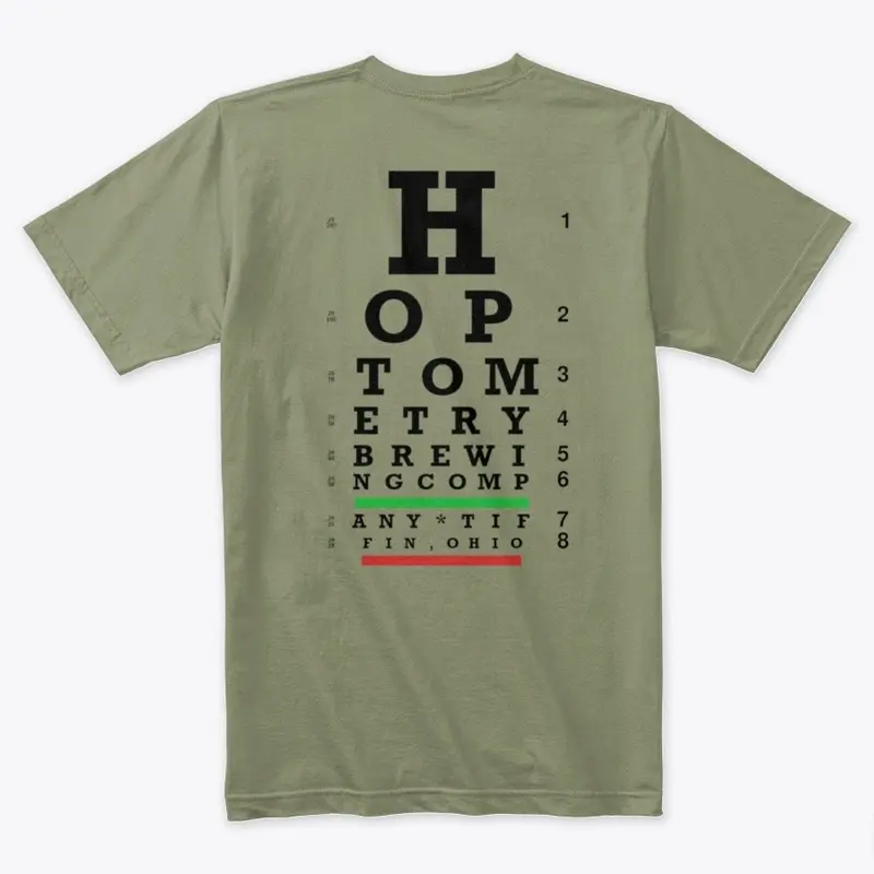 Eye Chart Tee - Black Letters/Hop Dude